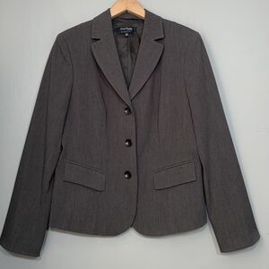 Evan Picone Blazer Womens Size 12 Gray Stretch Jacket Office Career Corporate